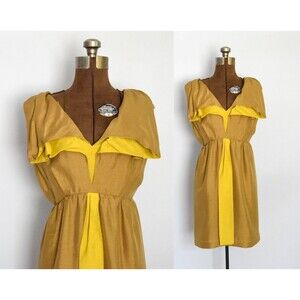1960s Silk Mini Dress Size Small 60s Mini Dress in Copper and Chartreuse